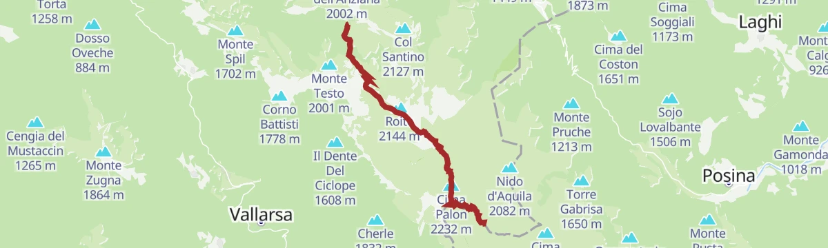 Route map: Sentiero della Pace 20: Rifugio Achille Papa to Rifugio Vincenzo Lancia